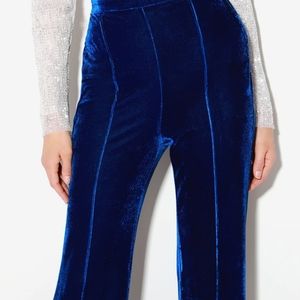 Lulu blue velvet wide leg pants